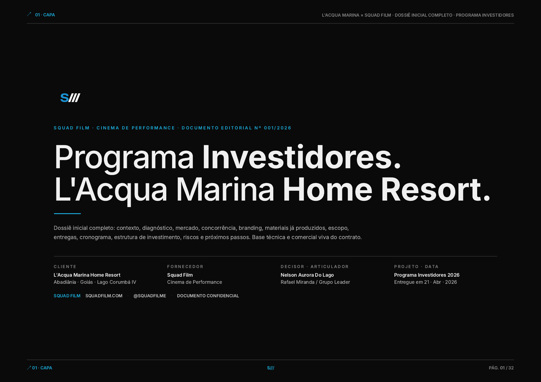 Capa · Programa Investidores